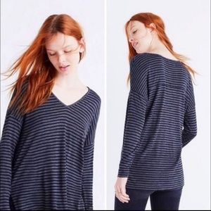 Madewell Anthem V-Neck Striped Long Sleeve Tee Med